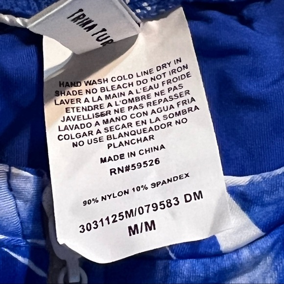 Trina Turk Basque Paddle Suit Swimsuit Size Medium Blue/White - Picture 6 of 6